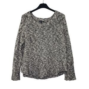 Eileen Fisher Women's M Sweater Tight Knitted Linen Blend Pullover Brown